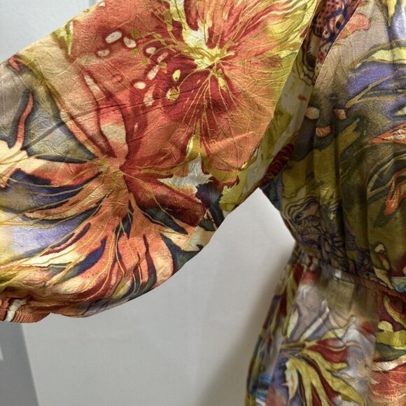 Jams World Women’s Afterglow Hawaiian Palm Tree Floral Peasant Top Sz M - Picture 4 of 16